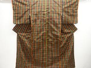 格子織り出し米沢紬着物・道行コートアンサンブル